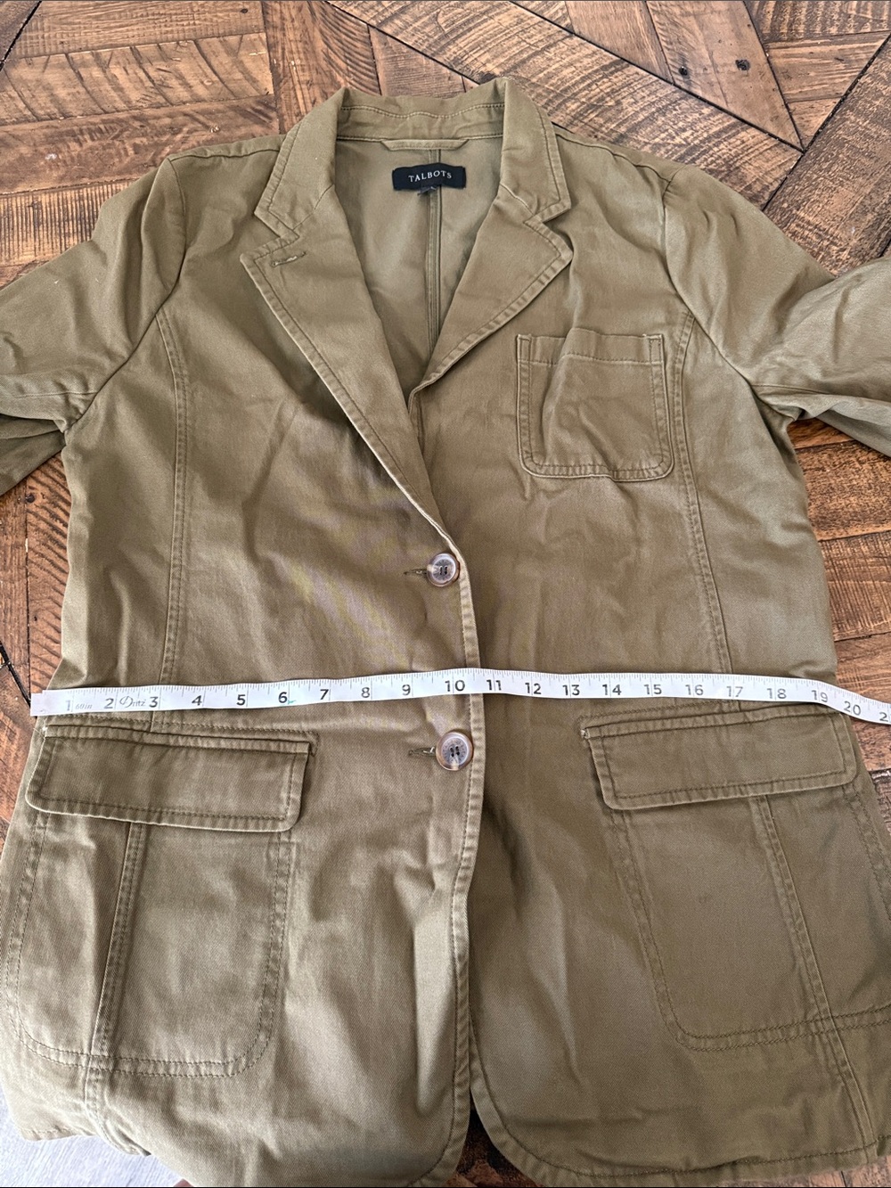 Talbots Olive Green Women's Tailored Cotton Blazer Jacket CASUAL WASHED BLAZER - Picture 15 of 16